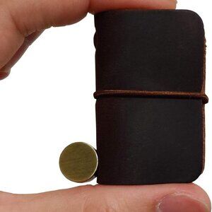 Miniature Notebook - Handmade Leather Cover with Book Insert, Portable Travel